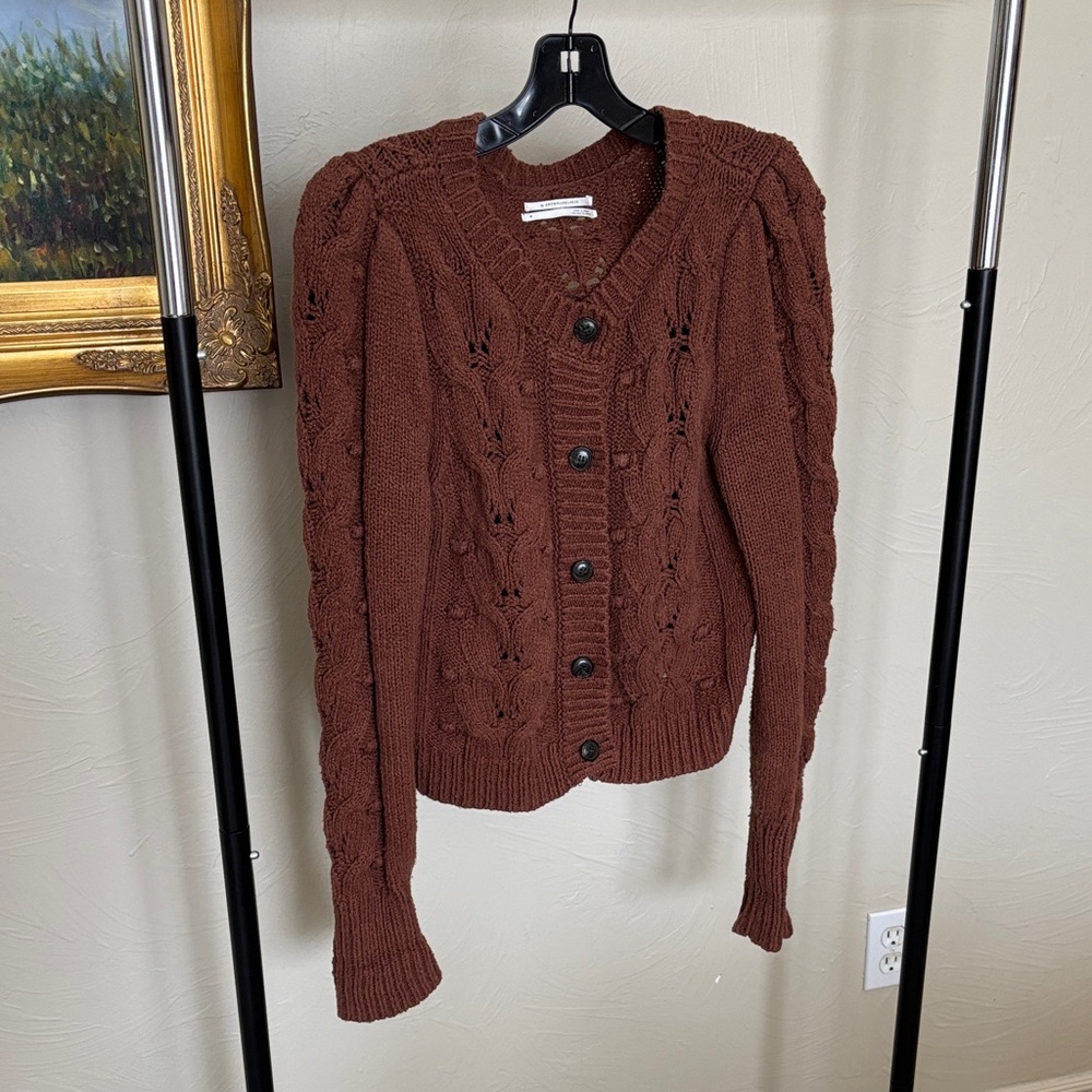 Anthropologie Brown Cable Knit Women's Cardigan